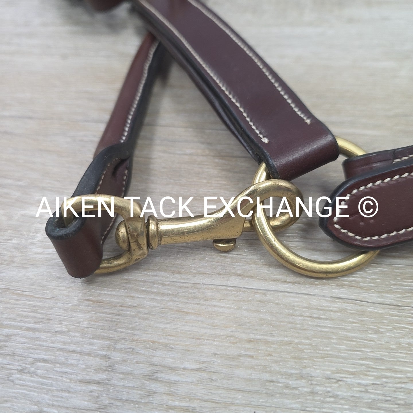 Padded Fancy Stitched Leather Halter, Brown, Size Full