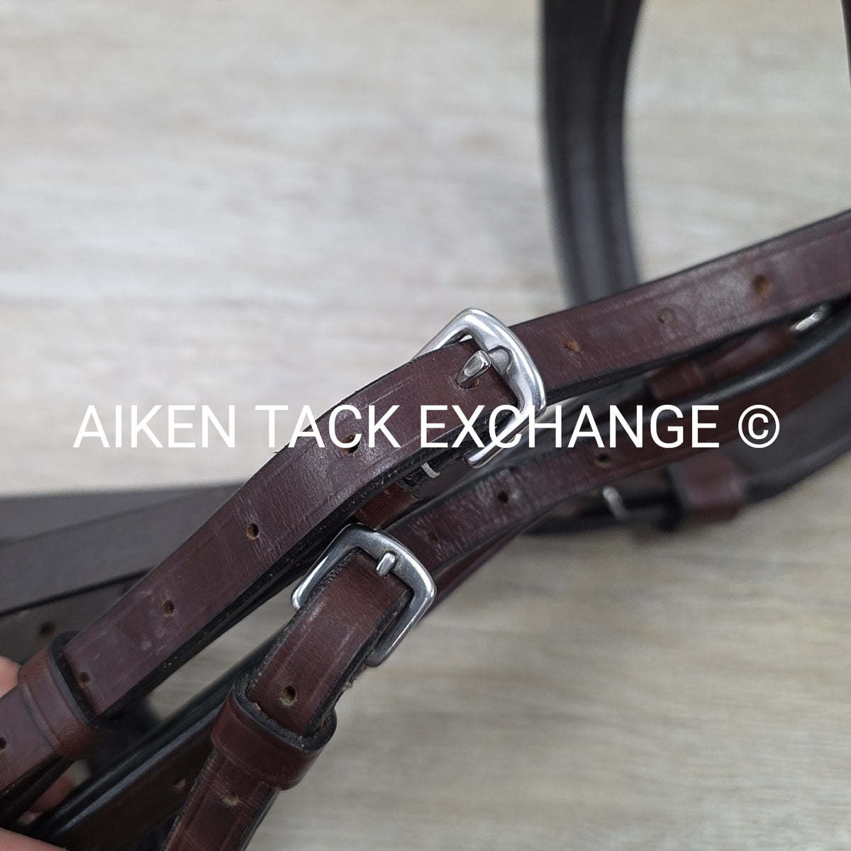 KL Select Hampton Fancy Stitched Bridle with Matching Laced Reins, Brown, Oversi