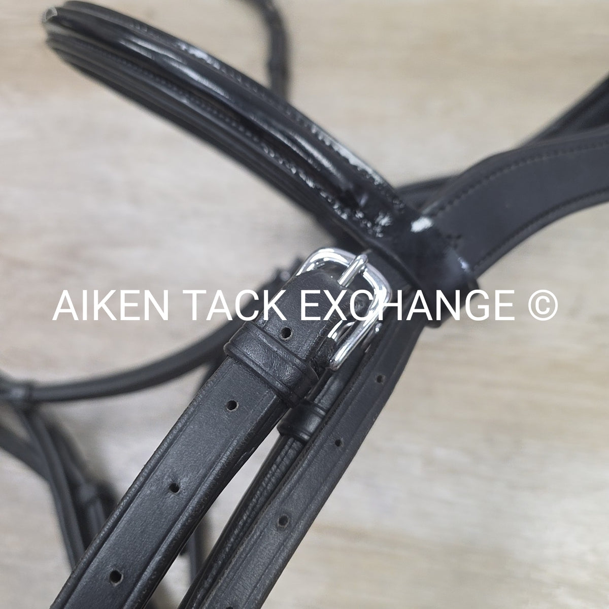 SmartPak Wellfleet Fancy Stitch Patent Monocrown Flash Bridle, No Reins, Black,