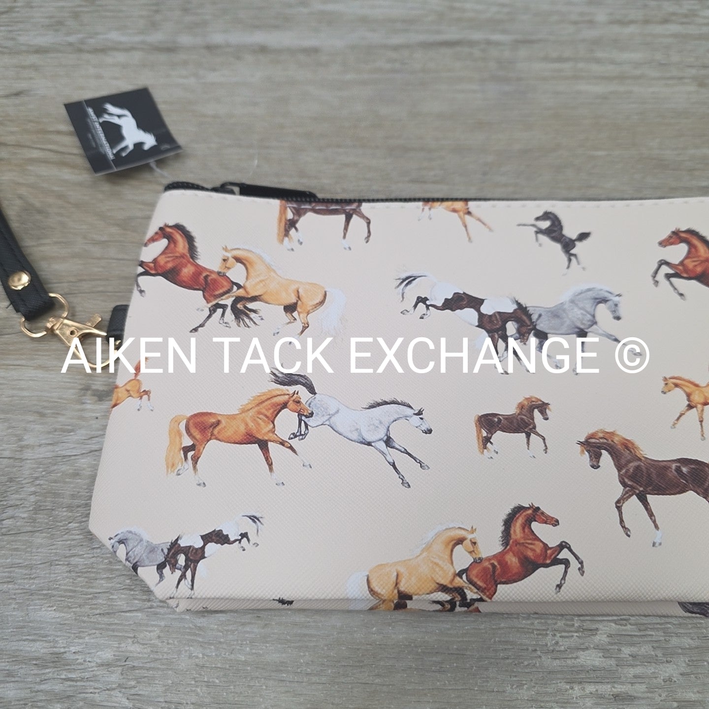 AWST Int'l Lila Horses All Over Medium Cosmetic Pouch with Wristlet