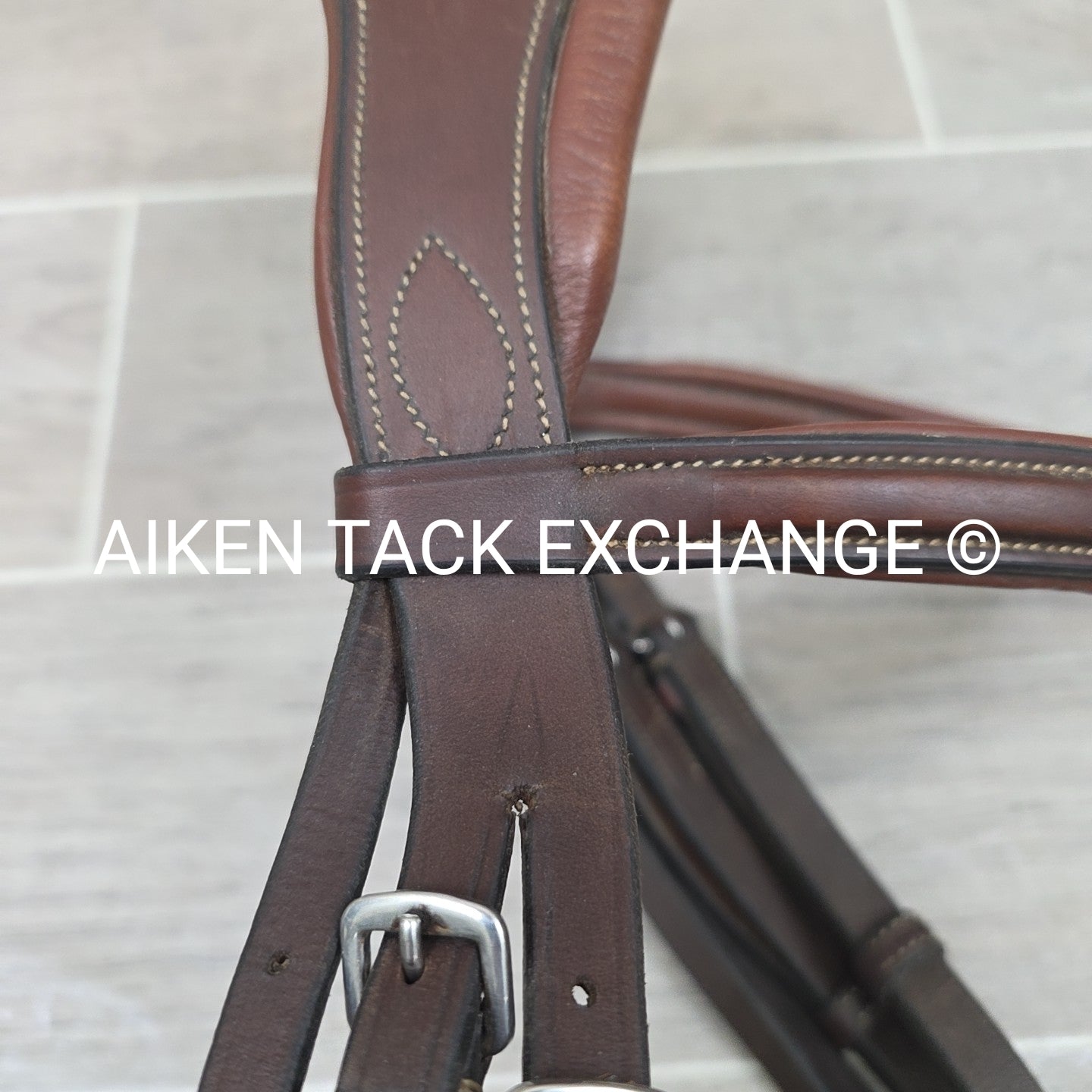 Arion Fancy Stitched Flash Noseband Monocrown Bridle, No Reins, Brown, Size Full