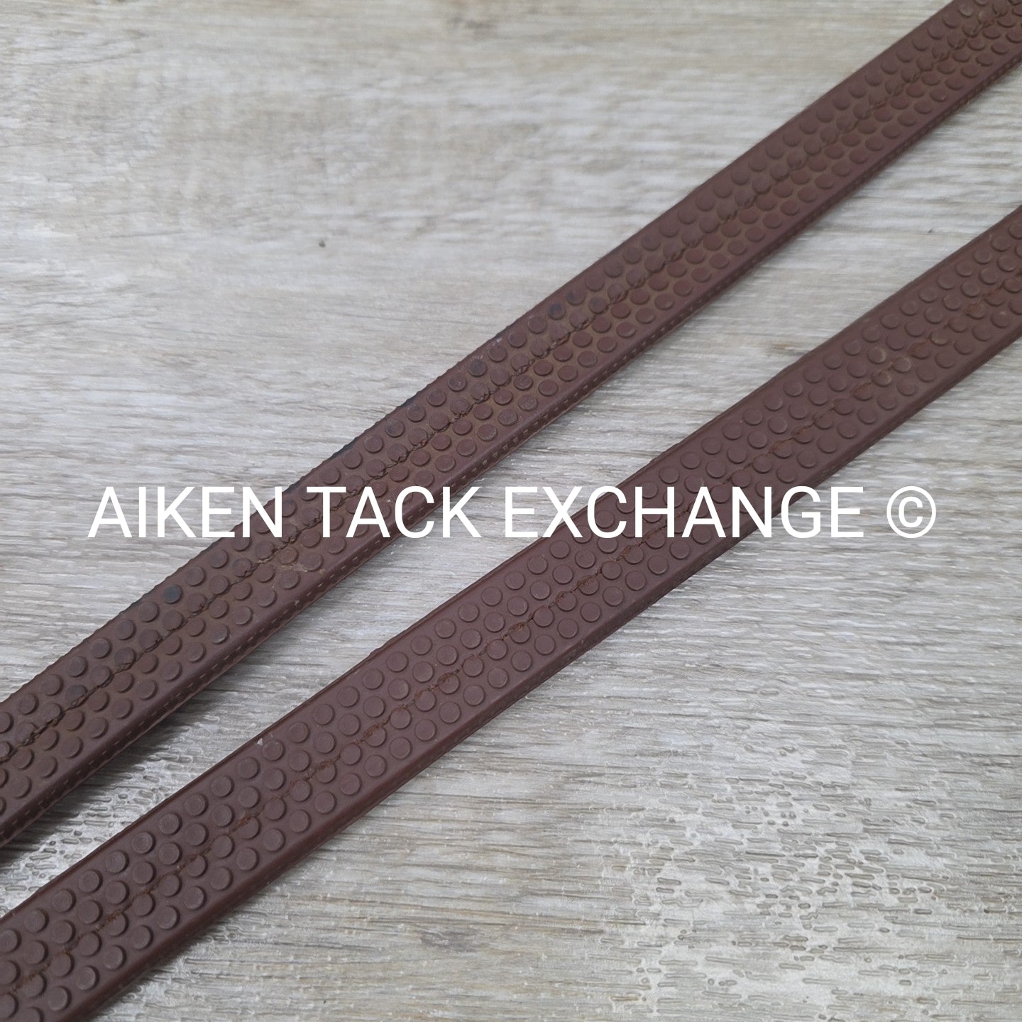 Plain Raised Rubber Reins, Brown, Size Cob / 54"