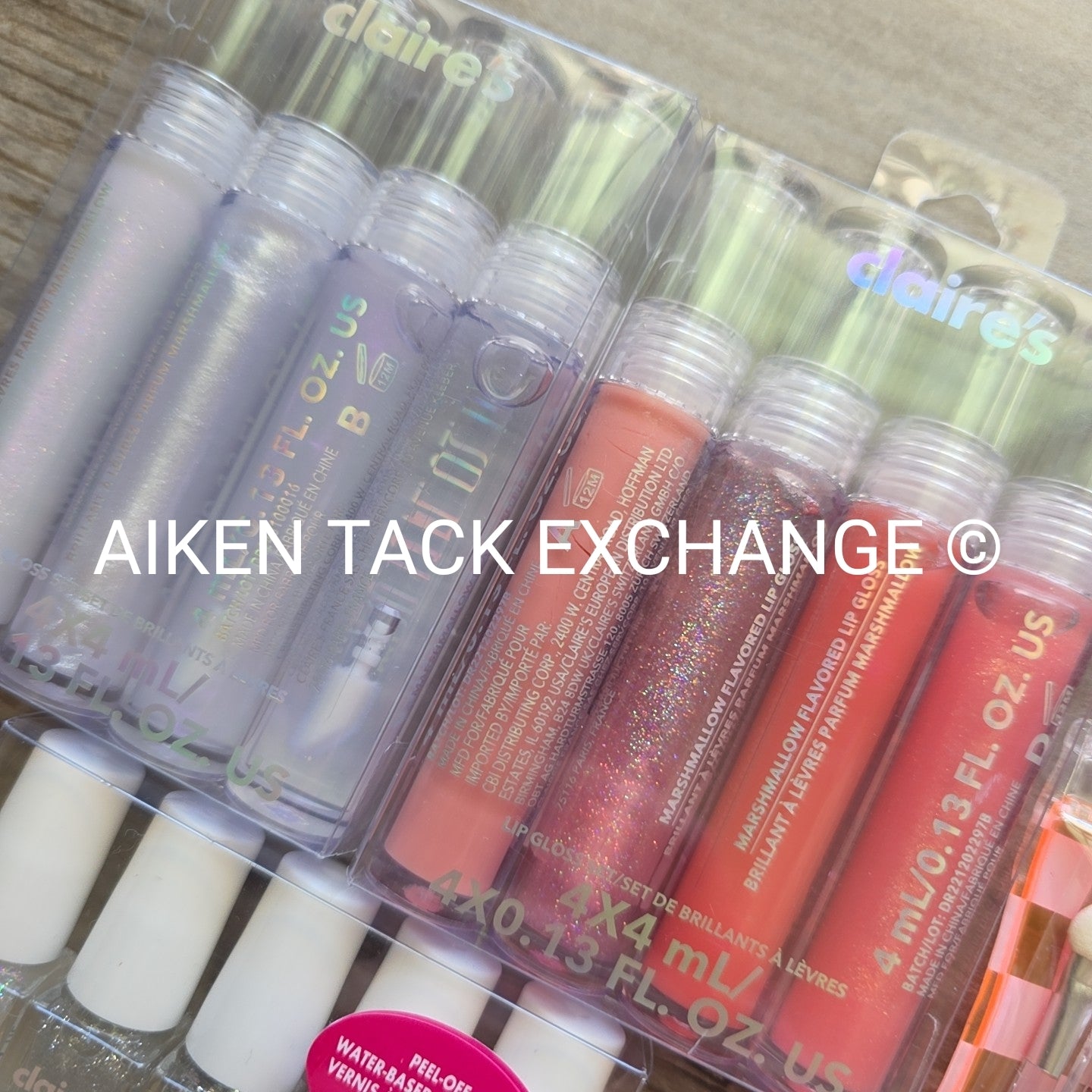 Claire's Beauty Set - 2 Lips Gloss Sets (8), Nail Polish (5), & Eyeshadow Palett