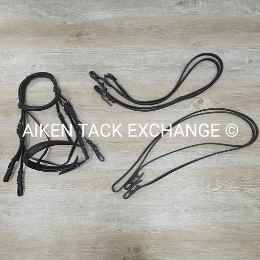 BARGAIN BUNDLE: Kieffer Weymouth Double Bridle with KL Select Rubber Reins & Stu