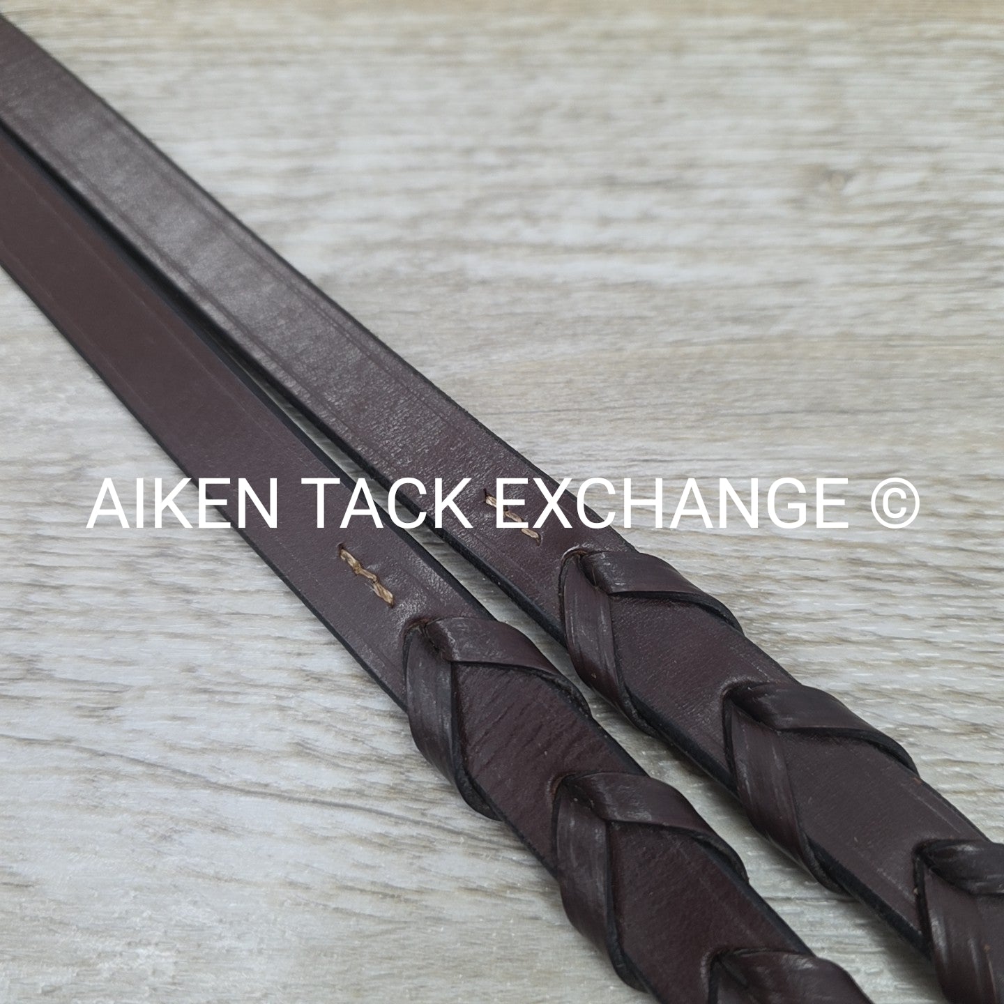 KL Select Red Barn Round Raised Fancy Stitch Laced Reins, Brown, Size Full