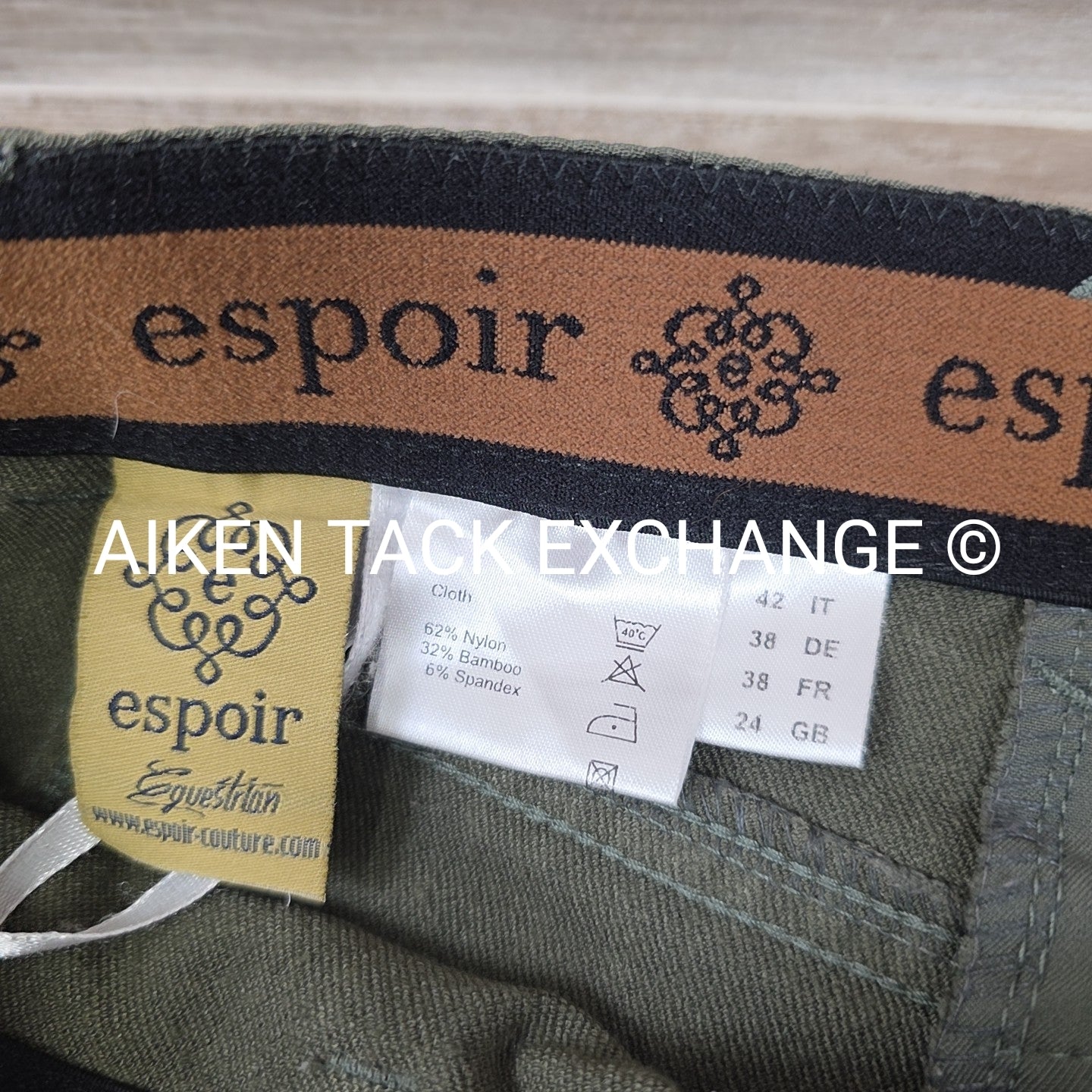 Espoir Equestrian Silicone Grip Knee Patch Breeches, Size US 12  I 42