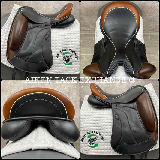 **SOLD** 2020 Custom Saddlery Icon Alpha Monoflap Dressage Saddle, 17" Seat, Adjustable Tree, Wool Flocked Panels