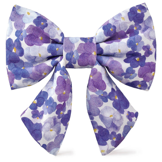The Foggy Dog - Pressed Pansies Spring Lady Dog Bow: Large