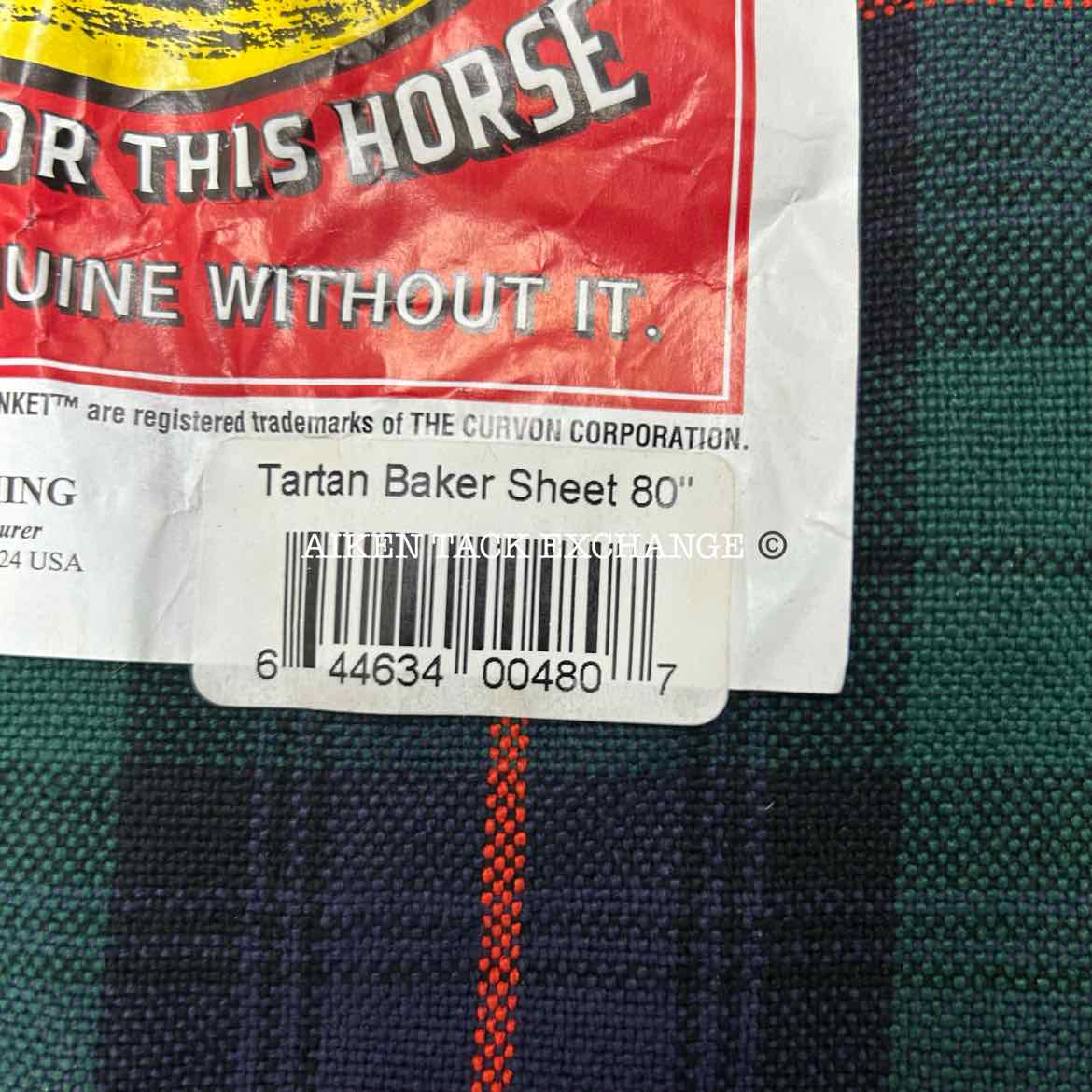 5/A Baker Original Stable Sheet, Brand New, Tartan Plaid, 80"
