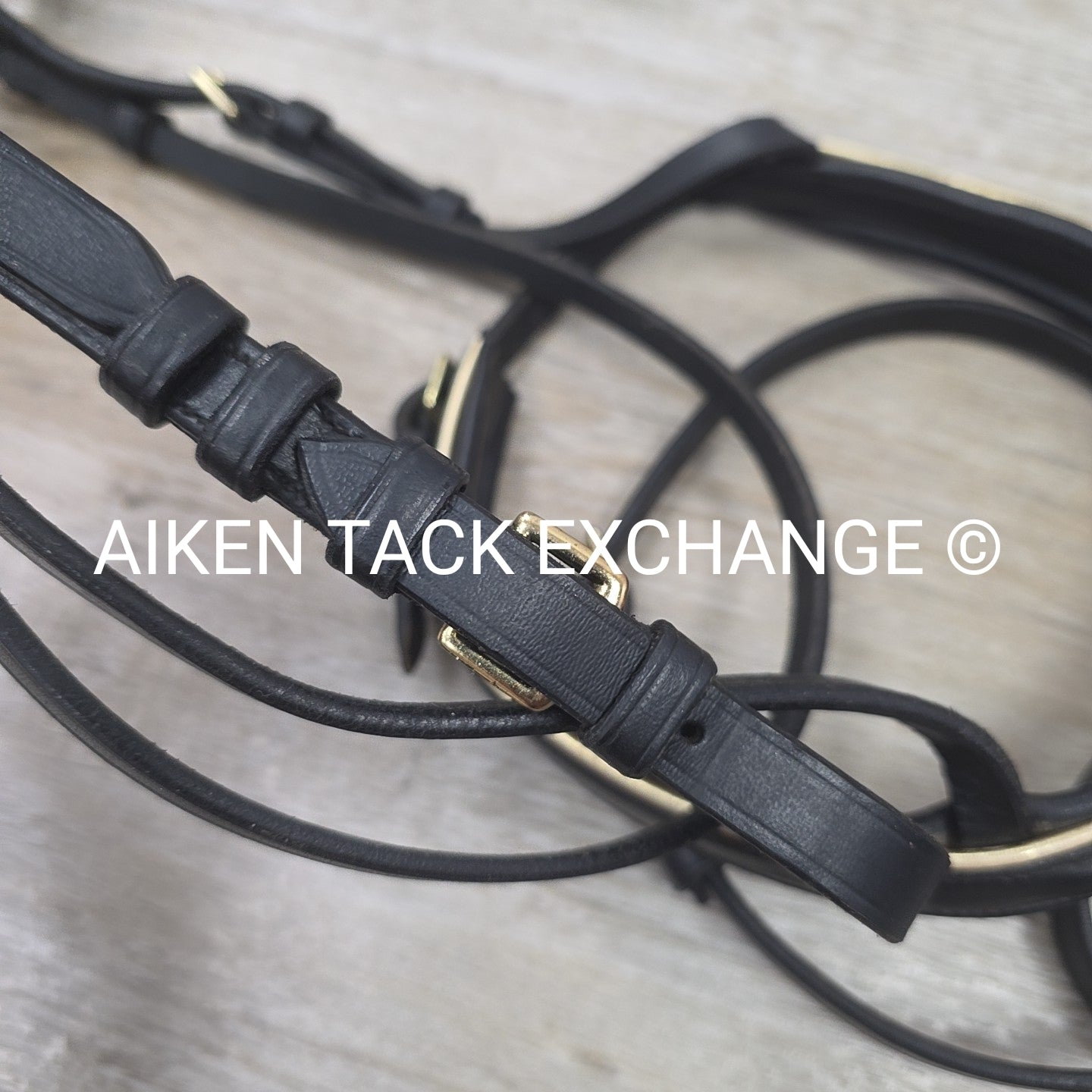 Rhinegold Flash Dressage Bridle with Matching Rubber Reins, Black with Gold, Siz