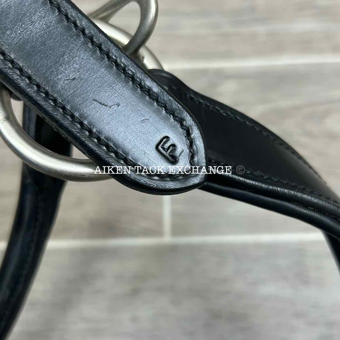 KL Select Red Barn Padded Leather Halter, Black/Nickel, Size Full