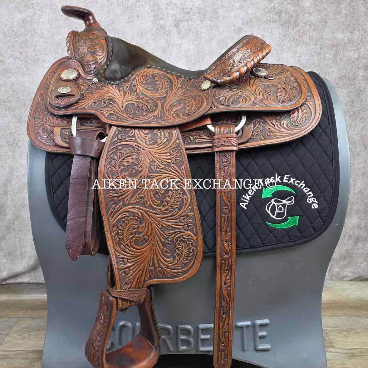Circle Y Equitation Western Saddle, 15" Seat, Regular Tree - Semi QH Bars