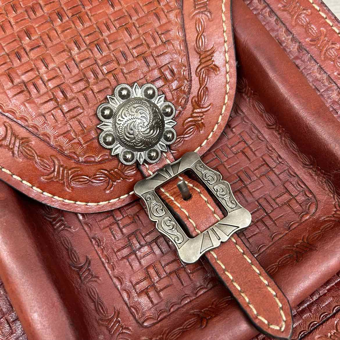 Tooled Leather Saddle Bag