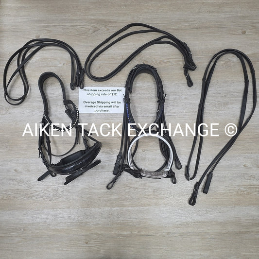 BARGAIN BUNDLE: Hatler Ego Snaffle Bridle Full & Weymouth Double Bridle with Re