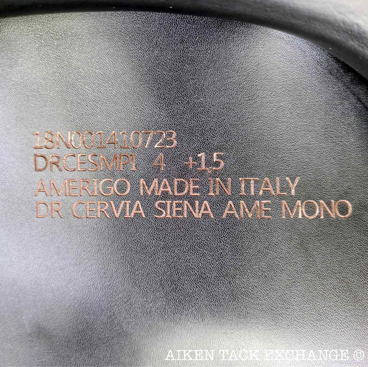 2023 Amerigo Cervia Siena Pinerolo Monoflap Dressage Saddle, 18" Seat, Tree, Wide Tree, Wool Flocked Panels