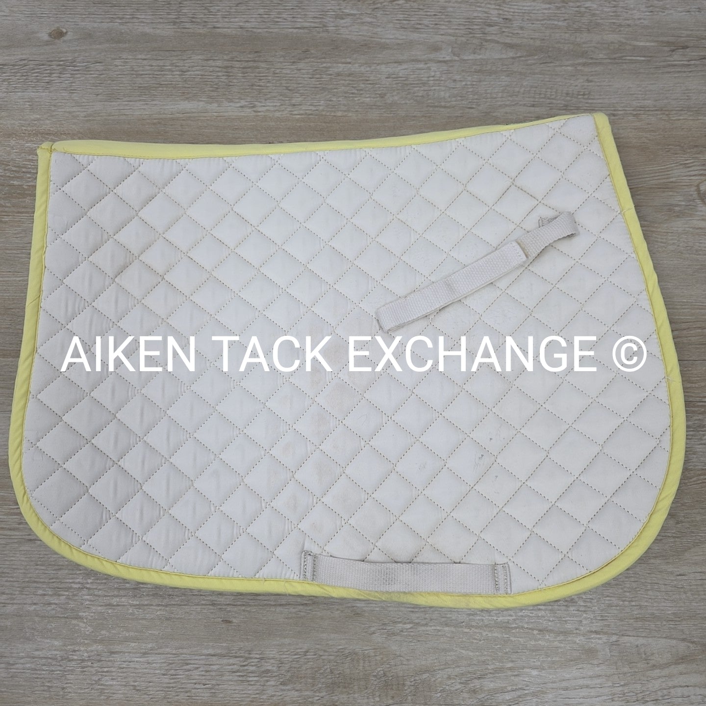 Dover Saddlery All Purpose Pony Saddle Pad, White with Yellow Trim