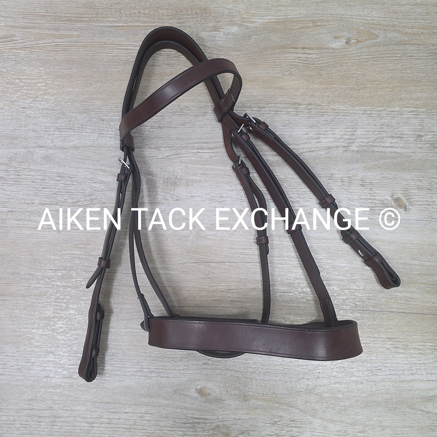 KL Select Foxwell Flat Hunt Bridle with Matching Laced Reins, Brown, Size Full