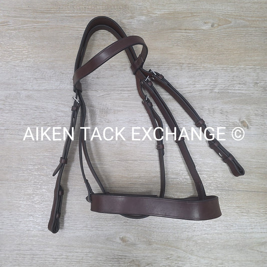 KL Select Foxwell Flat Hunt Bridle with Matching Laced Reins, Brown, Size Full