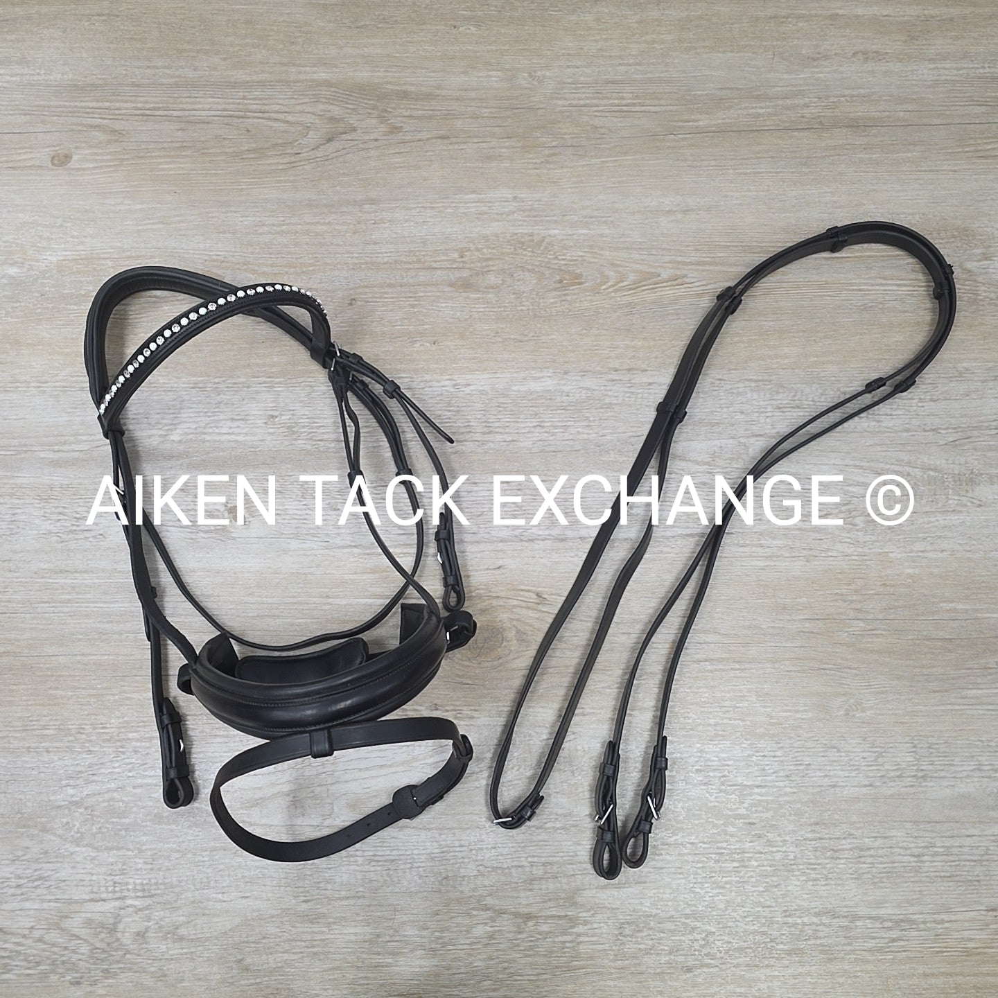 KL Select Dressage Bridle with Matching Reins, Black, Size Full