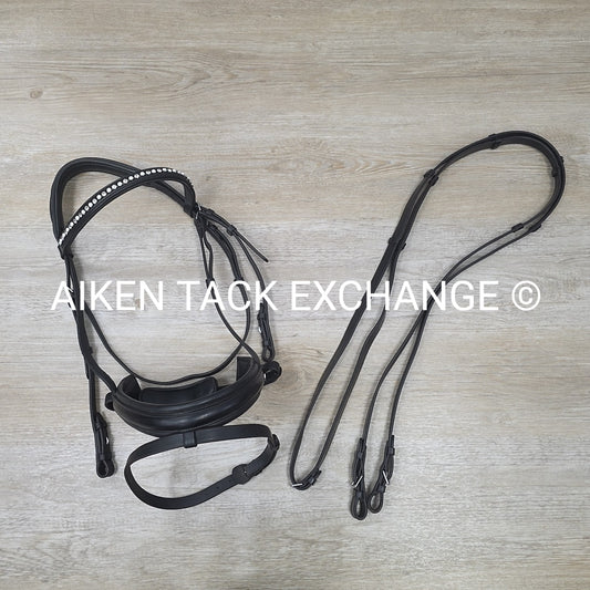KL Select Dressage Bridle with Matching Reins, Black, Size Full