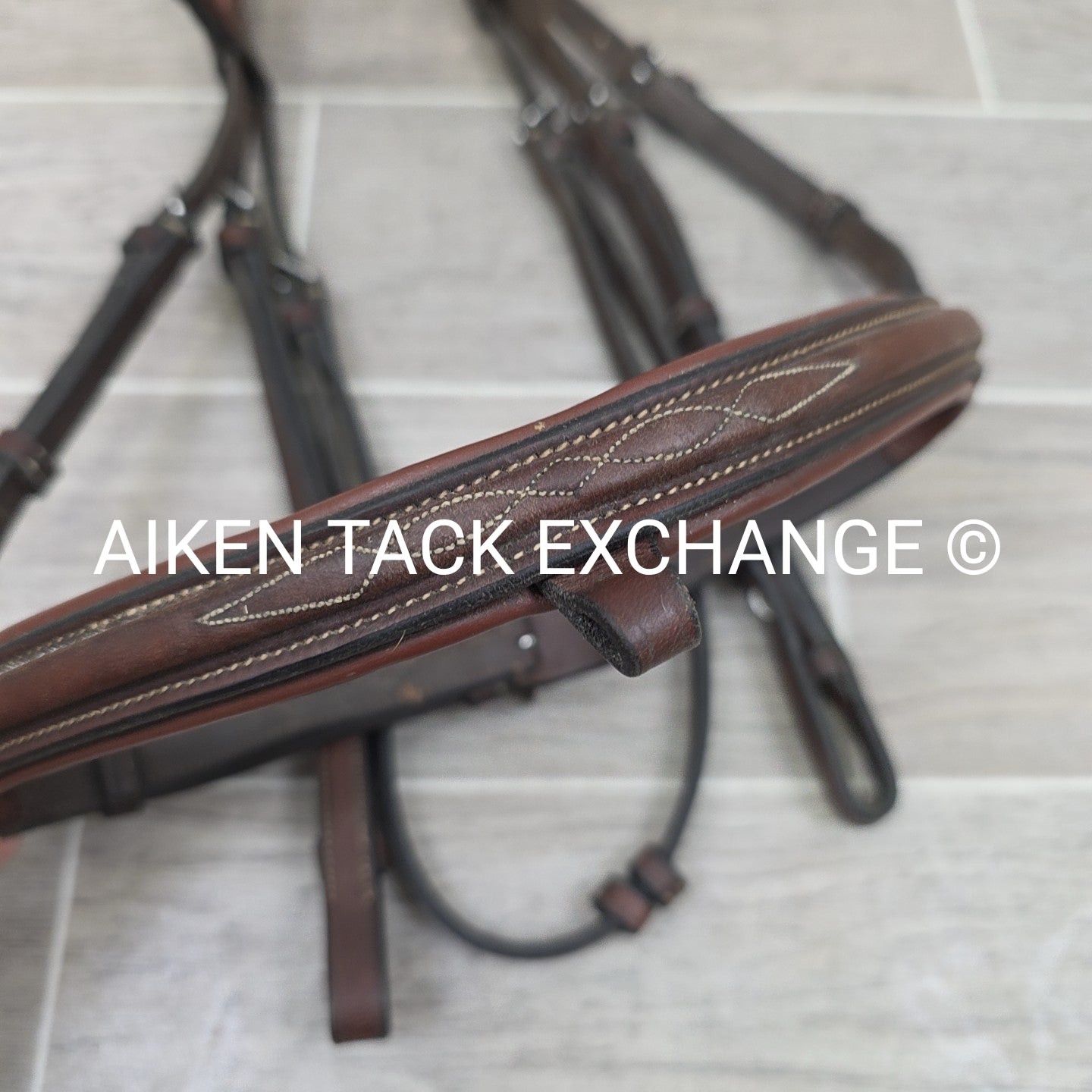 Arion Fancy Stitched Flash Noseband Monocrown Bridle, No Reins, Brown, Size Full