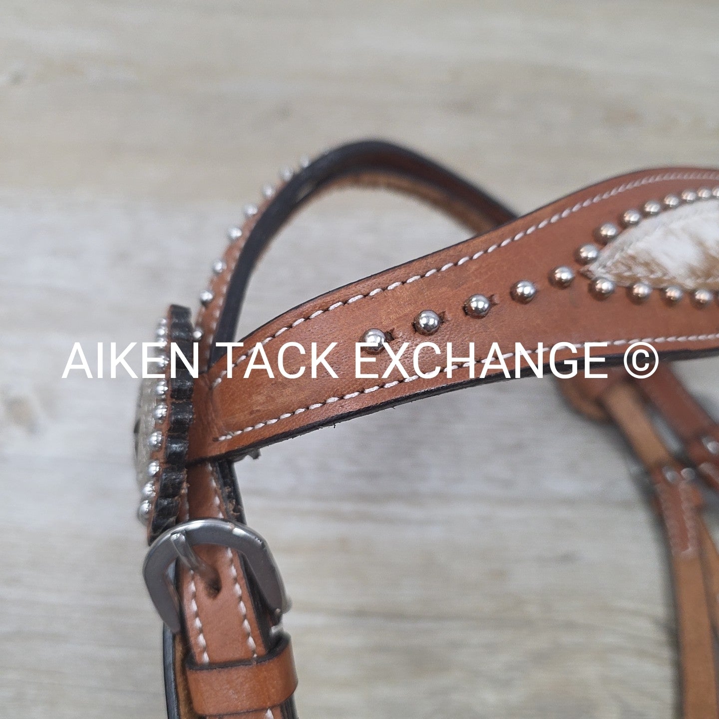 Royal King Browband Headstall with Hair Overlay, Brown, Size Full
