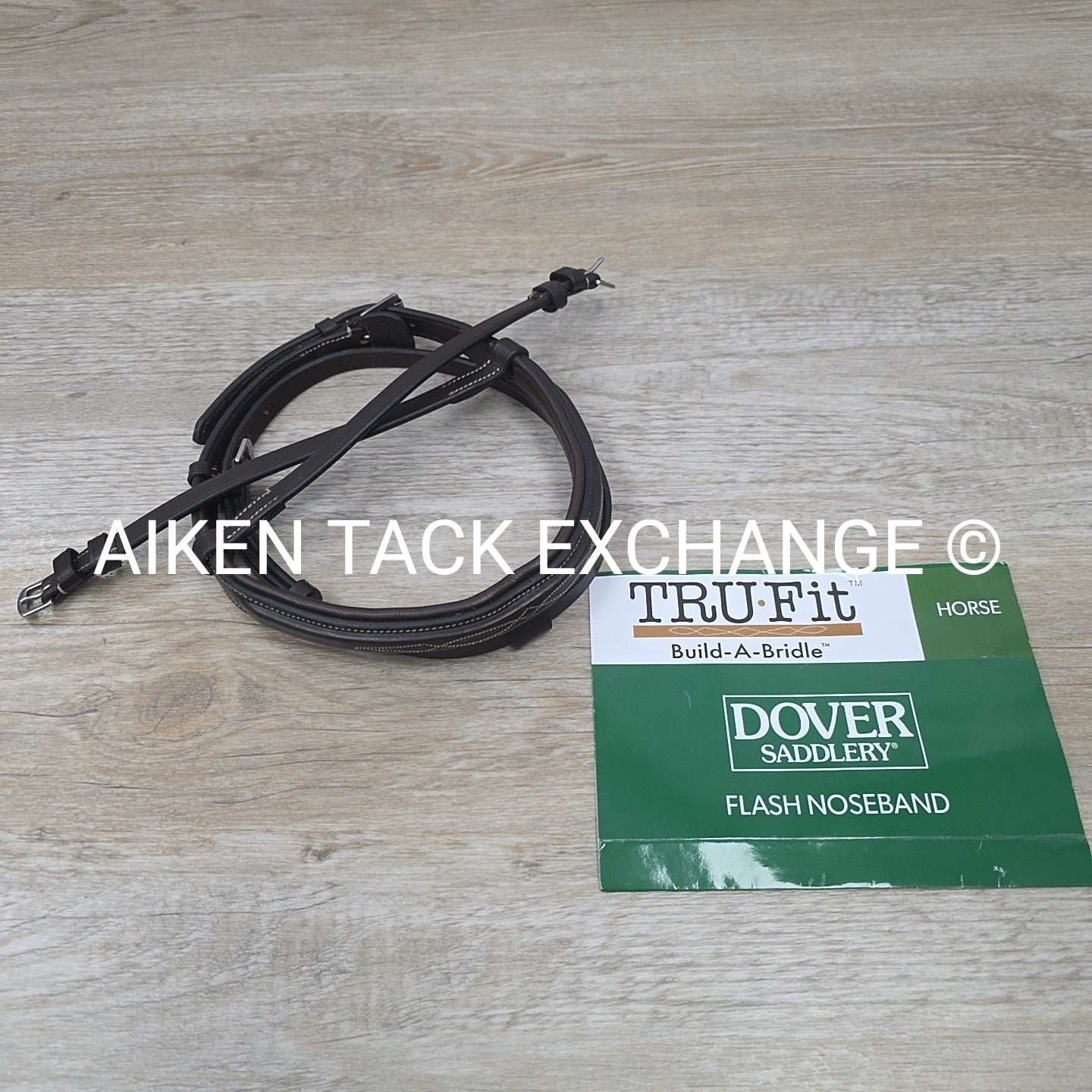 Dover Saddlery TRU-Fit Build-A-Bridle Fancy Stitched Flash Noseband, Brown, Full