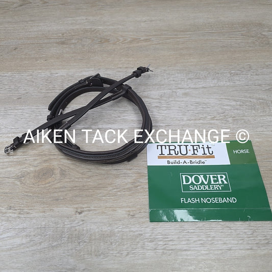 Dover Saddlery TRU-Fit Build-A-Bridle Fancy Stitched Flash Noseband, Brown, Full