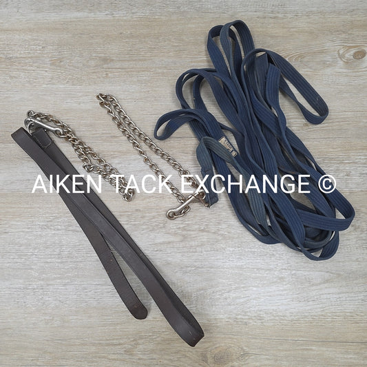 BARGAIN BUNDLE: Cotton Web Lunge Line with Chain & Leather Lead with Chain