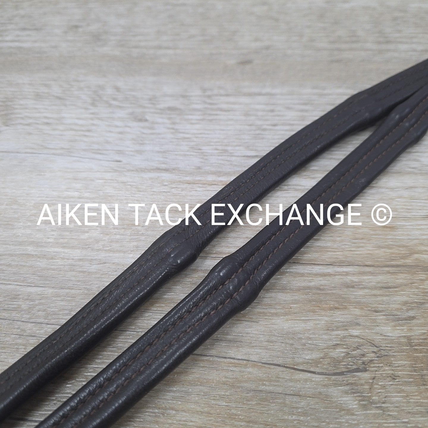 Flexible Fit Padded Leather Reins, Brown, Cob