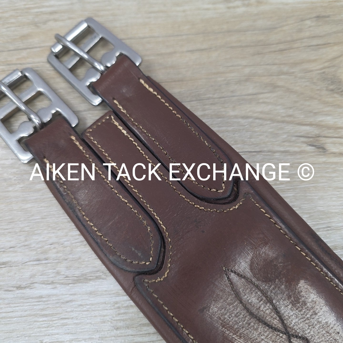 Leather Girth with Single End Elastic, Brown, 52"