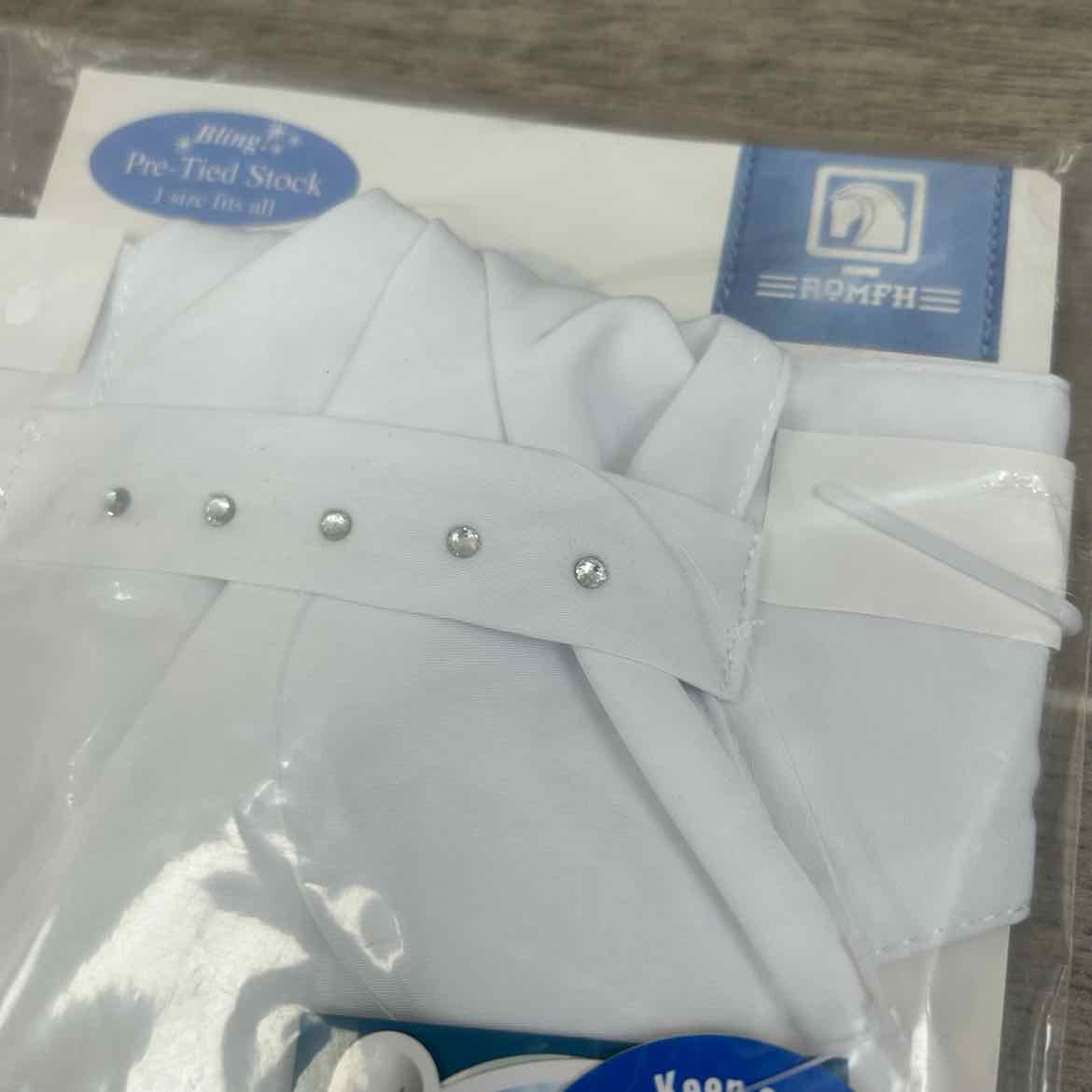 Romfh Bling Pre Tied Bling Stock Tie, White, One Size, Brand New