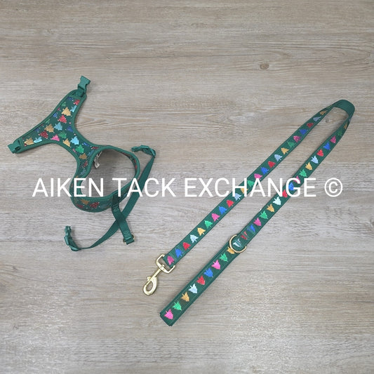 Holiday Pattern Dog Harness + Leash, Size Small
