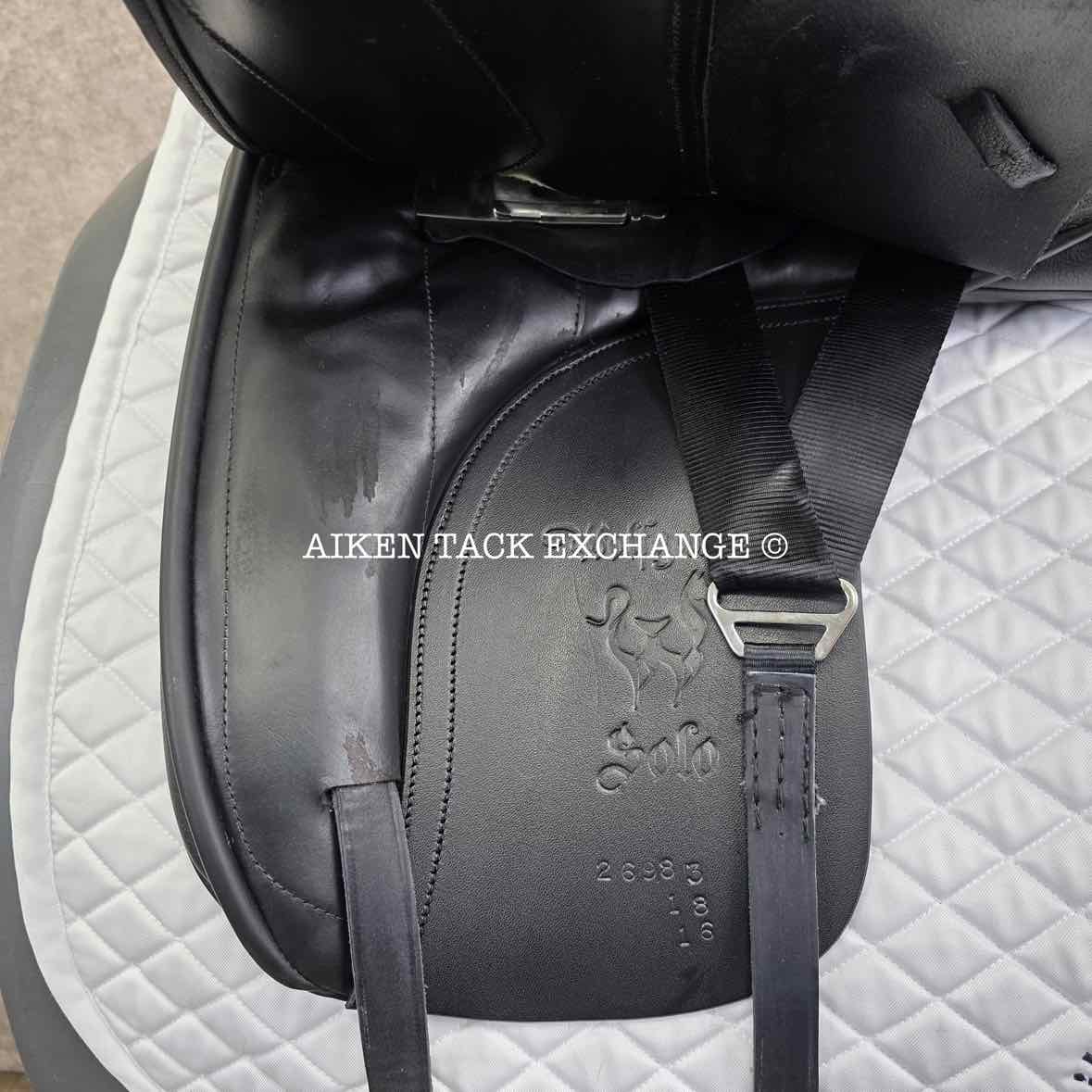 **SOLD** 2020 Custom Saddlery Wolfgang Solo Dressage Saddle, 18" Seat, Adjustable Tree - Set to Wide, Wool Flocked Panels
