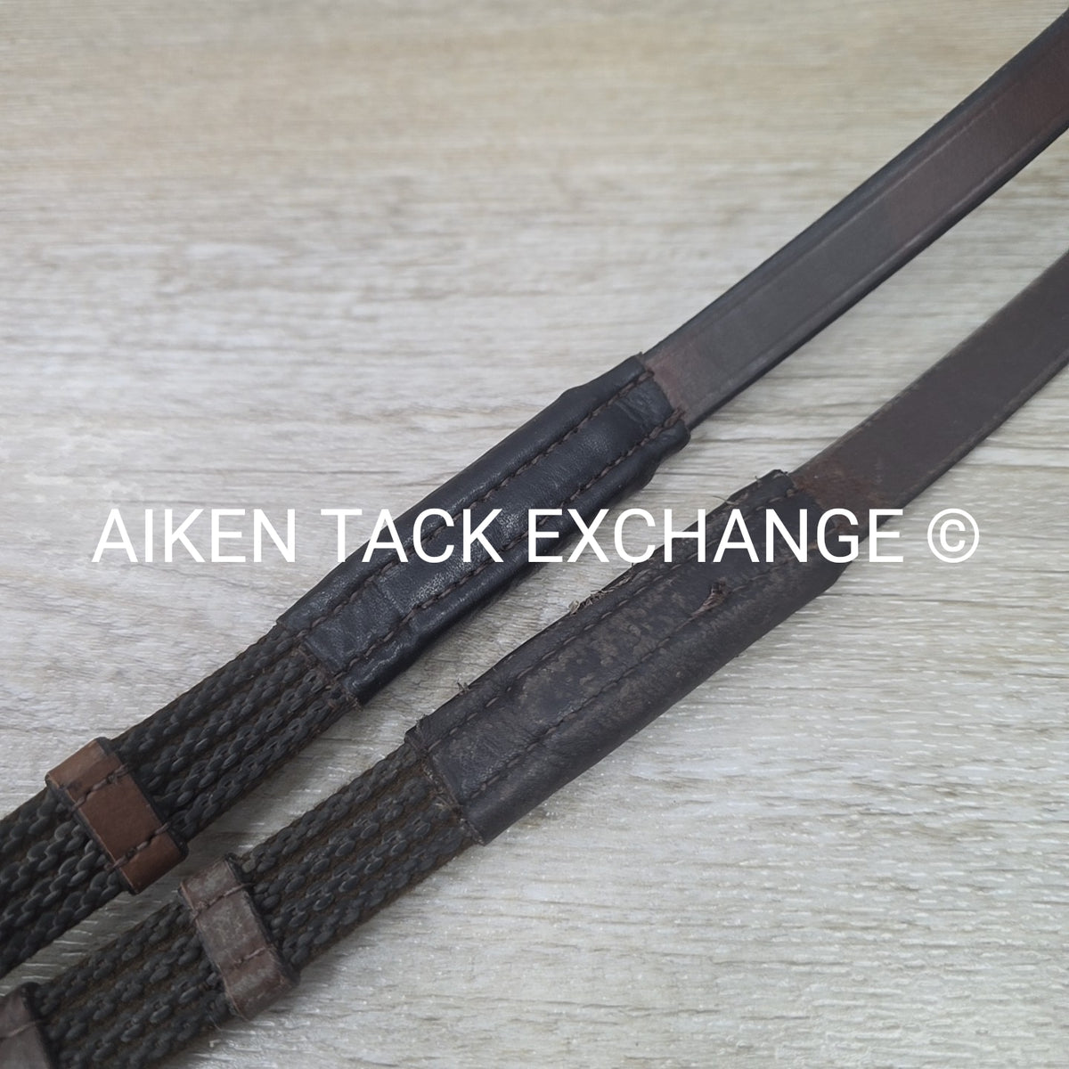 Correct Connect Sure Grip Rubber Reins with 1" Hand Stops, Brown, 55"