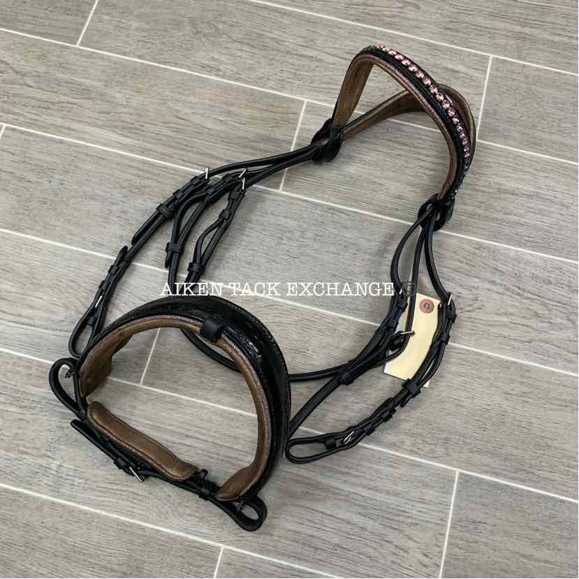 Halter Ego Rolled Leather Snaffle Bridle, No Reins, Missing Flash Strap, Oversiz