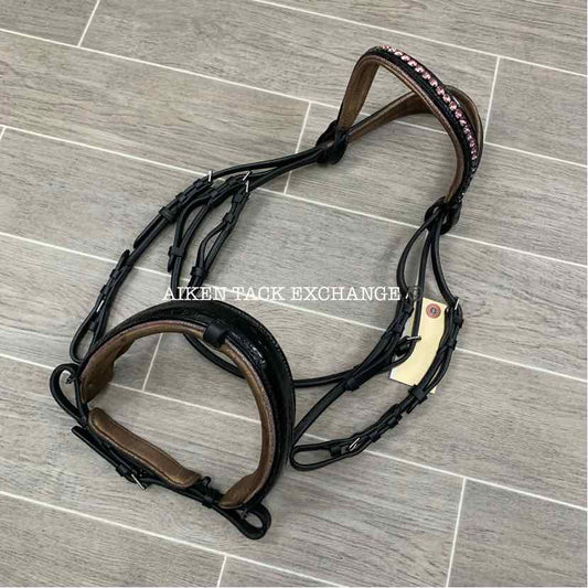 Halter Ego Rolled Leather Snaffle Bridle, No Reins, Missing Flash Strap, Oversiz