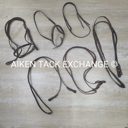 BARGAIN BUNDLE: Courbette Bridle, Crownpiece, Noseband, 3 Pairs of Reins, Brown