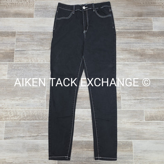White Stitched Stretchy Jeans, Women's Medium