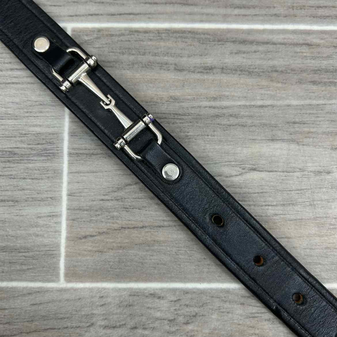 Tory Leather Snaffle Bit Belt, Black, 26