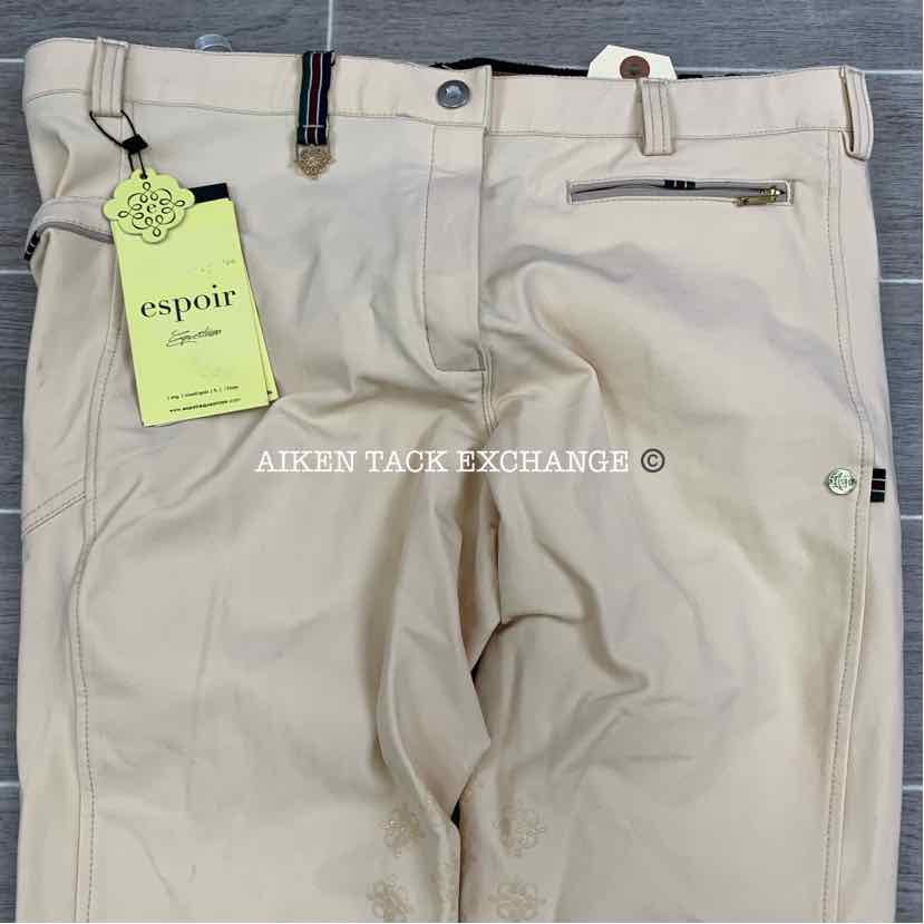 Espoir Equestrian Bamboo Silicone Grip Knee Patch Breeches, Size US 34 IT 48