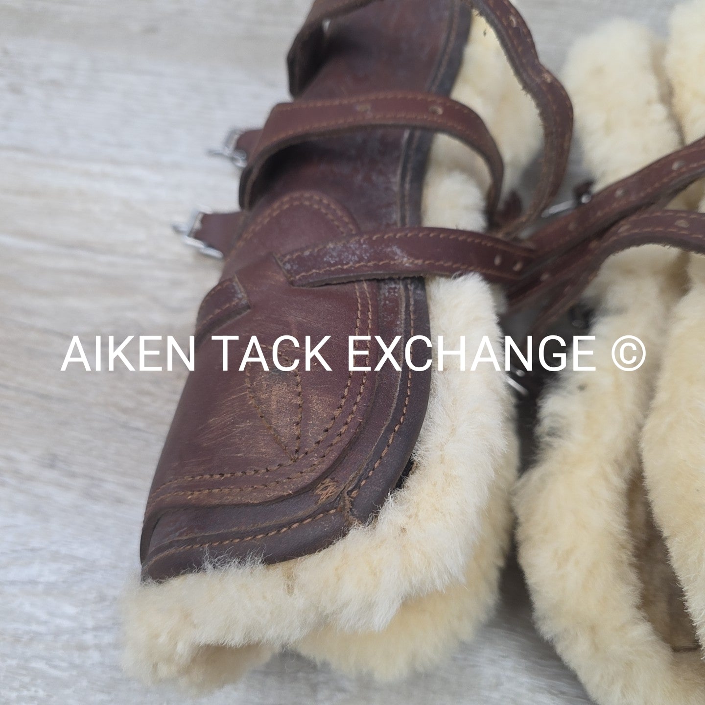 Dover Saddlery Leather Open Front Sheepskin Lined Boots, Size Medium