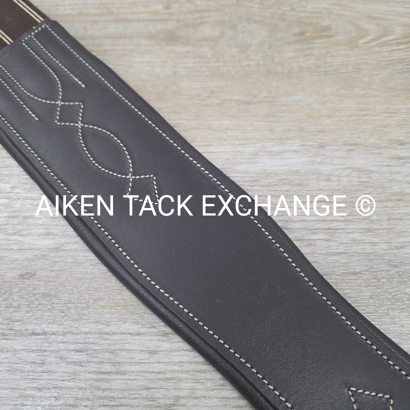 Fancy Stitched Girth with Double End Elastic, Brown, 48"
