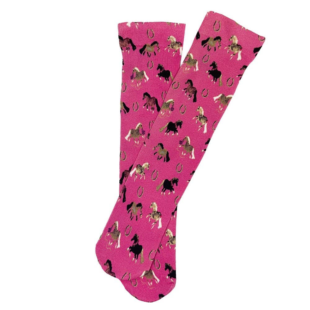 AWST Int'l Children's Lila Puff Ponies Socks: Pink / STD