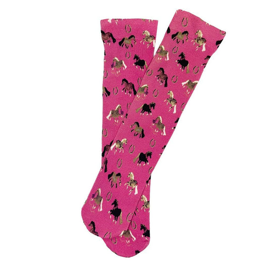 AWST Int'l Children's Lila Puff Ponies Socks: Pink / STD