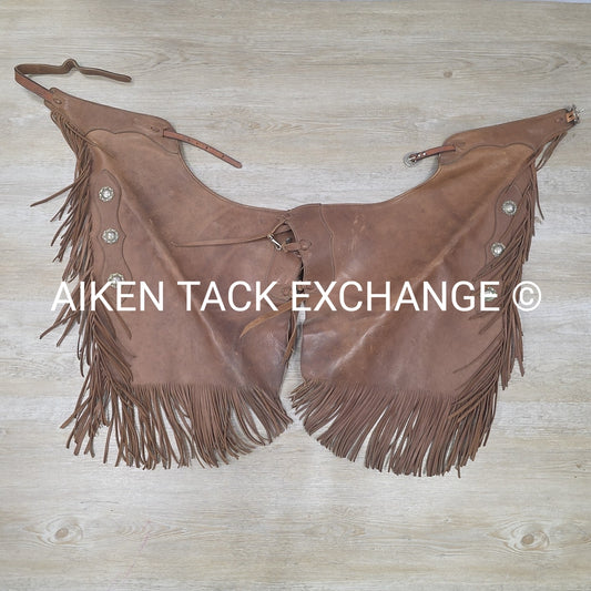 Dakota Territory Leather Fringe Chaps, S/M