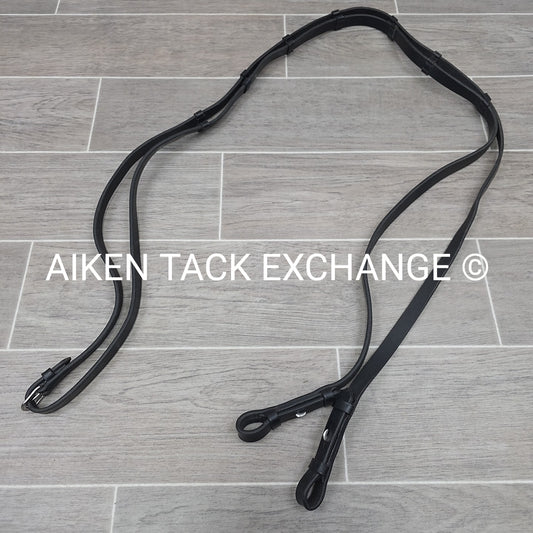 Leather Reins with Hand Stops, Black, Size Full