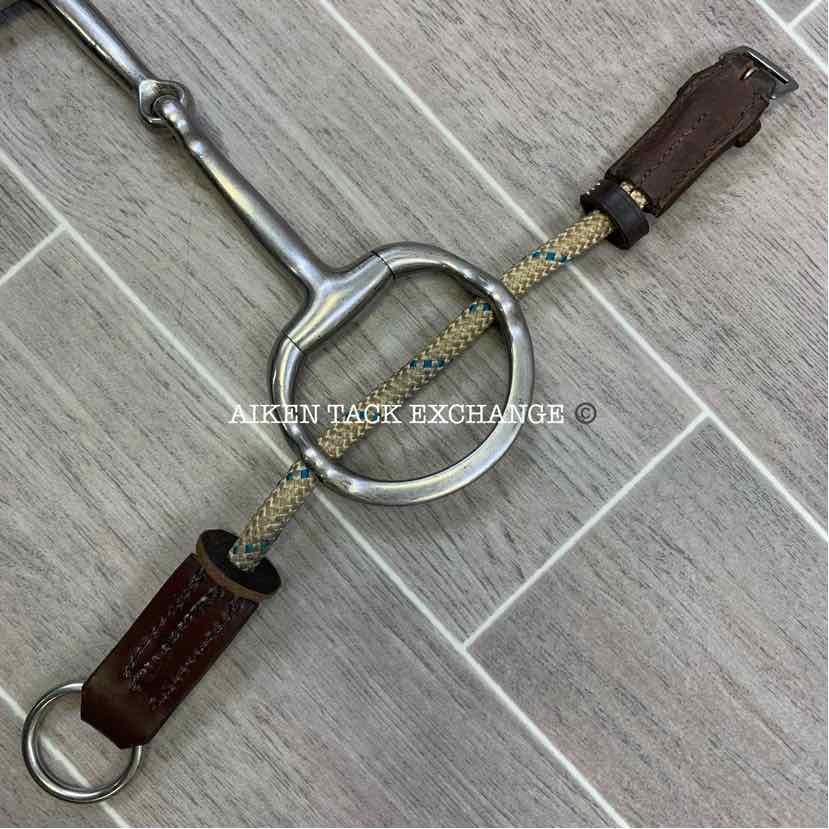 Single Joint Eggbutt Large Ring Polo Gag Bit w/ Rope Cheek Pieces 5.75"