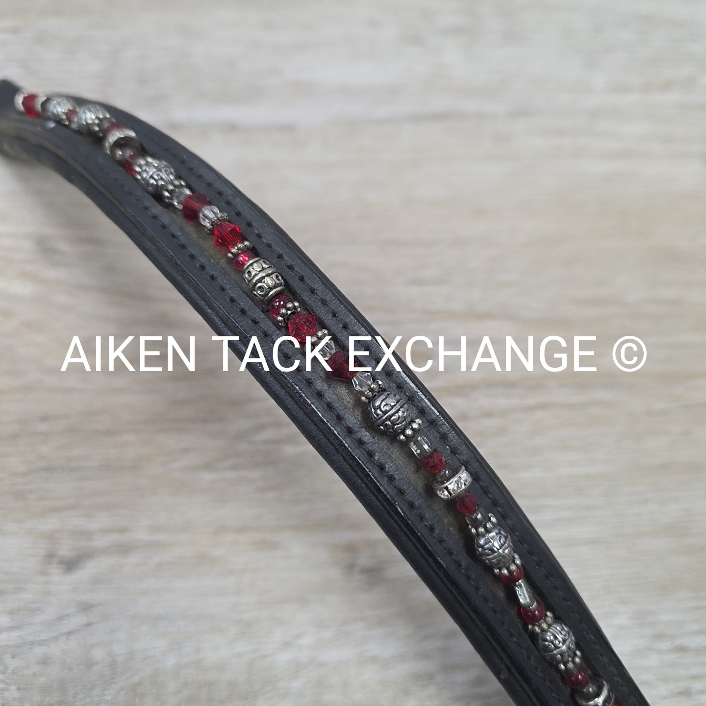 Padded Beaded Browband, Black, 15"