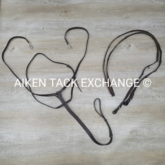 Bobby's English Silver Spur German Martingale Set, Brown, Warmblood (Oversize)